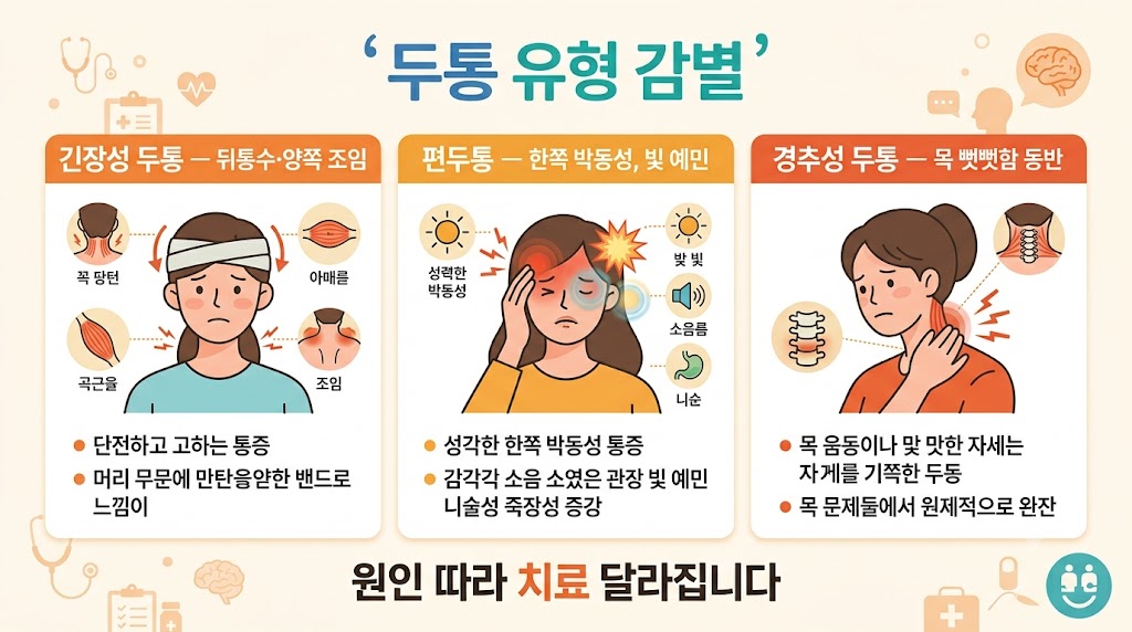 두통 종류 인포그래픽