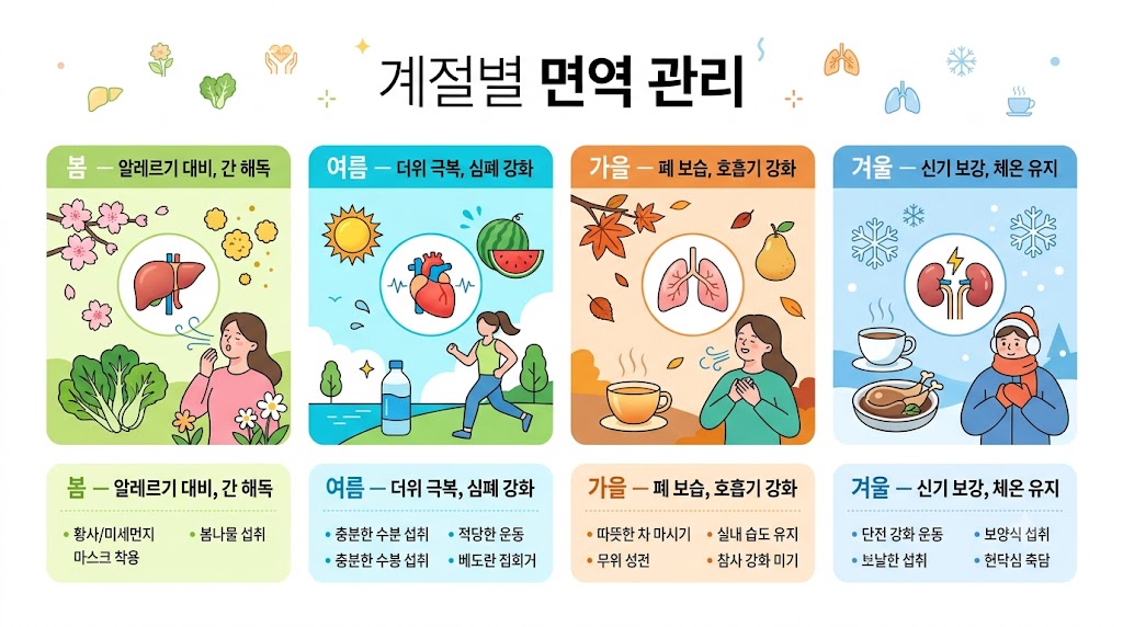 환절기 면역 한방 루틴 인포그래픽