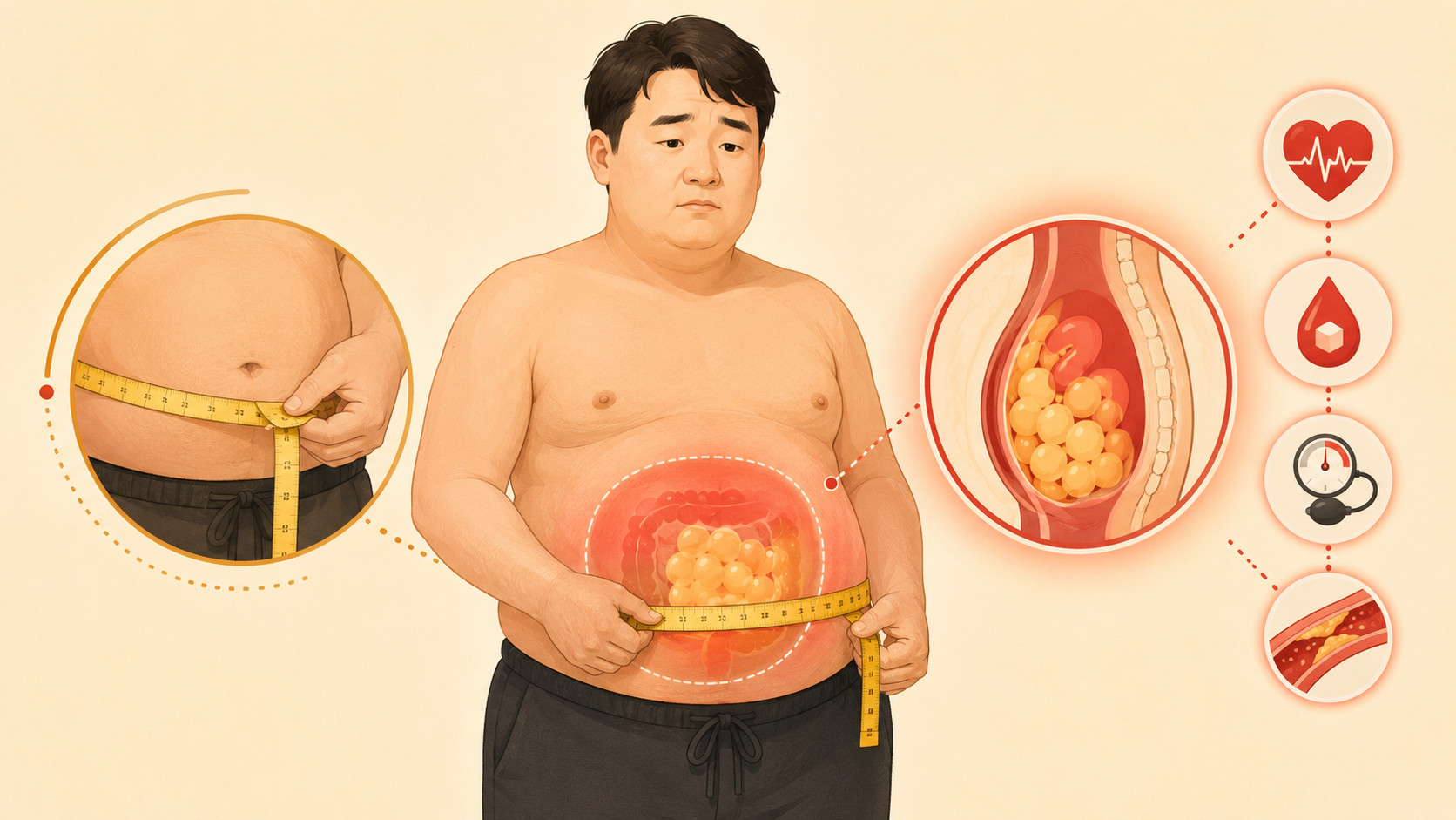 남성 복부지방과 대사증후군 — 뱃살의 진짜 위험