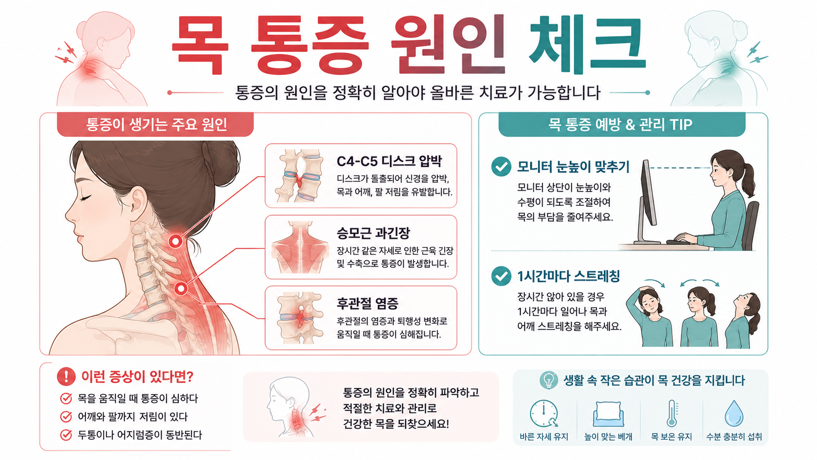 목 통증 인포그래픽