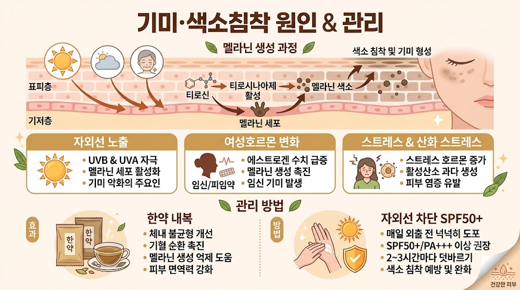 기미 색소침착 인포그래픽