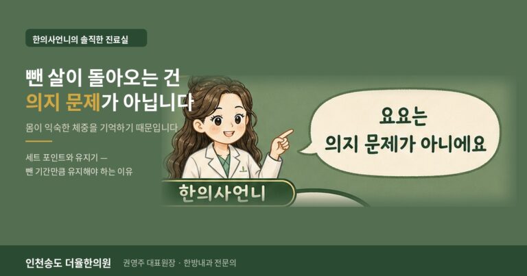 인천송도 더율한의원 다이어트 요요와 세트 포인트 칼럼 - 한의사언니의 솔직한 진료실