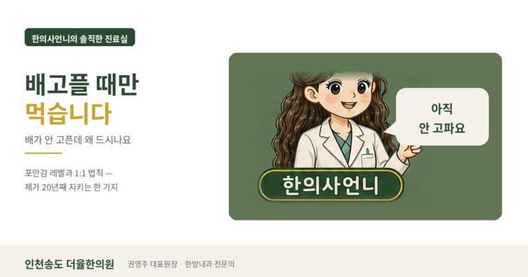 인천송도 더율한의원 배고플 때만 먹습니다 - 한의사언니의 솔직한 진료실