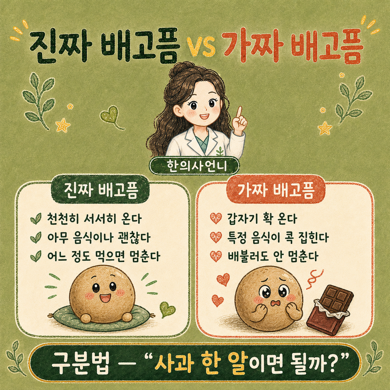 인천송도 더율한의원 진짜 배고픔과 가짜 배고픔 비교 - 스트레스성 폭식 감정적 허기 구분하기