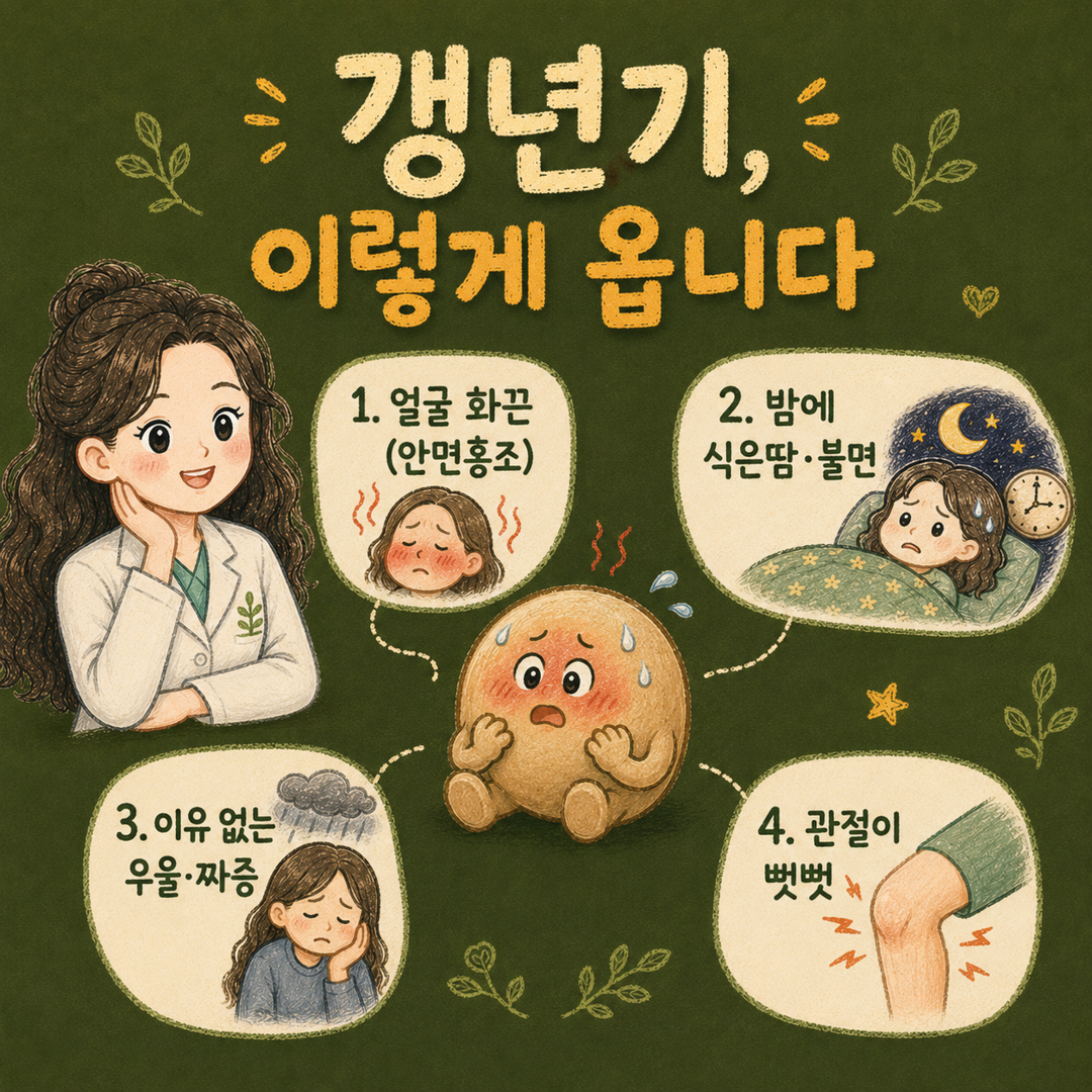 인천송도 더율한의원 갱년기 증상 - 안면홍조 불면 감정기복 몸의 변화