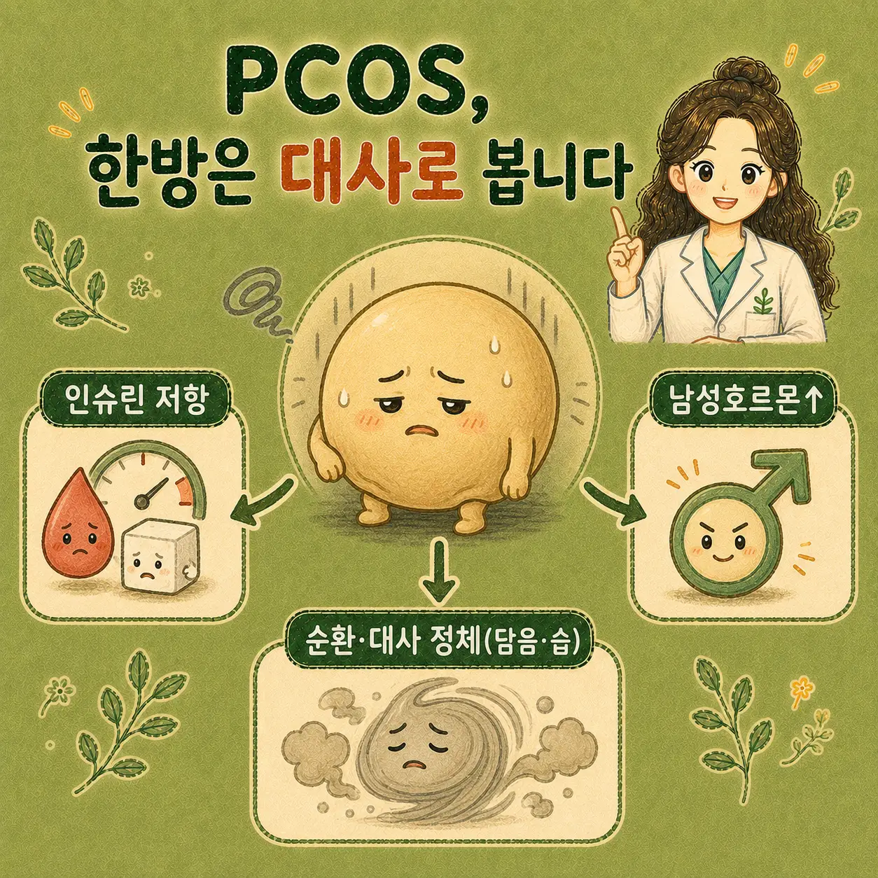 인천송도 더율한의원 한방에서 보는 다낭성난소증후군 - 담음 습 순환 정체 대사 회복