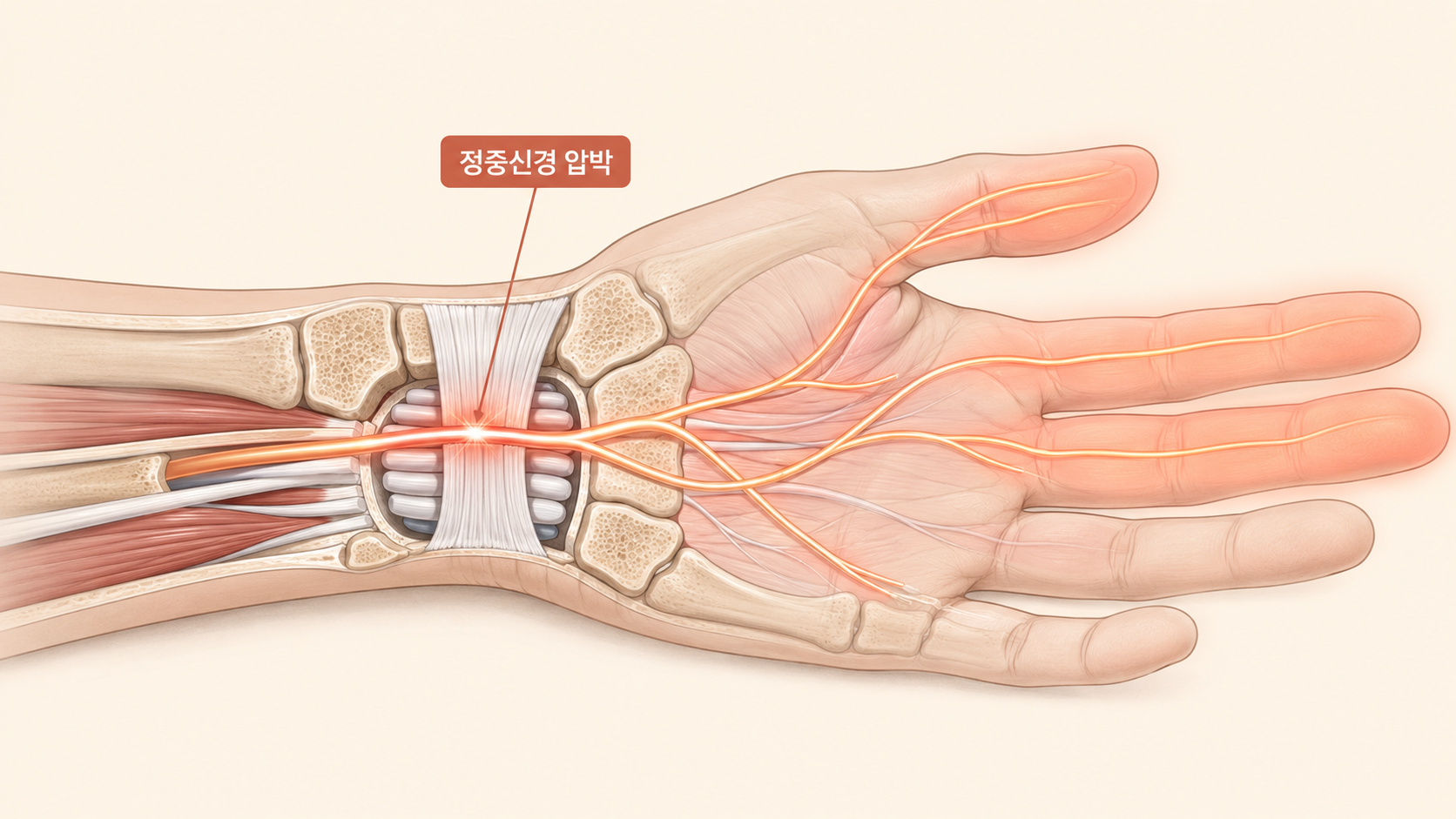 정중신경 압박 해부도