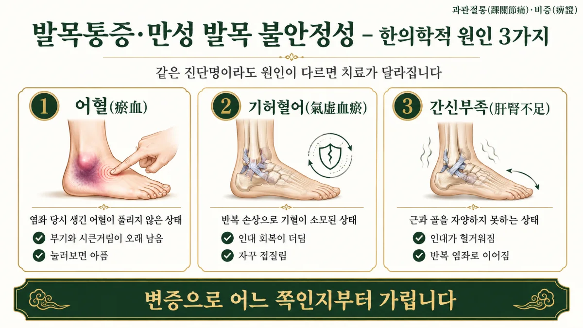 인천송도 더율한의원 발목통증 한의학적 원인 인포그래픽