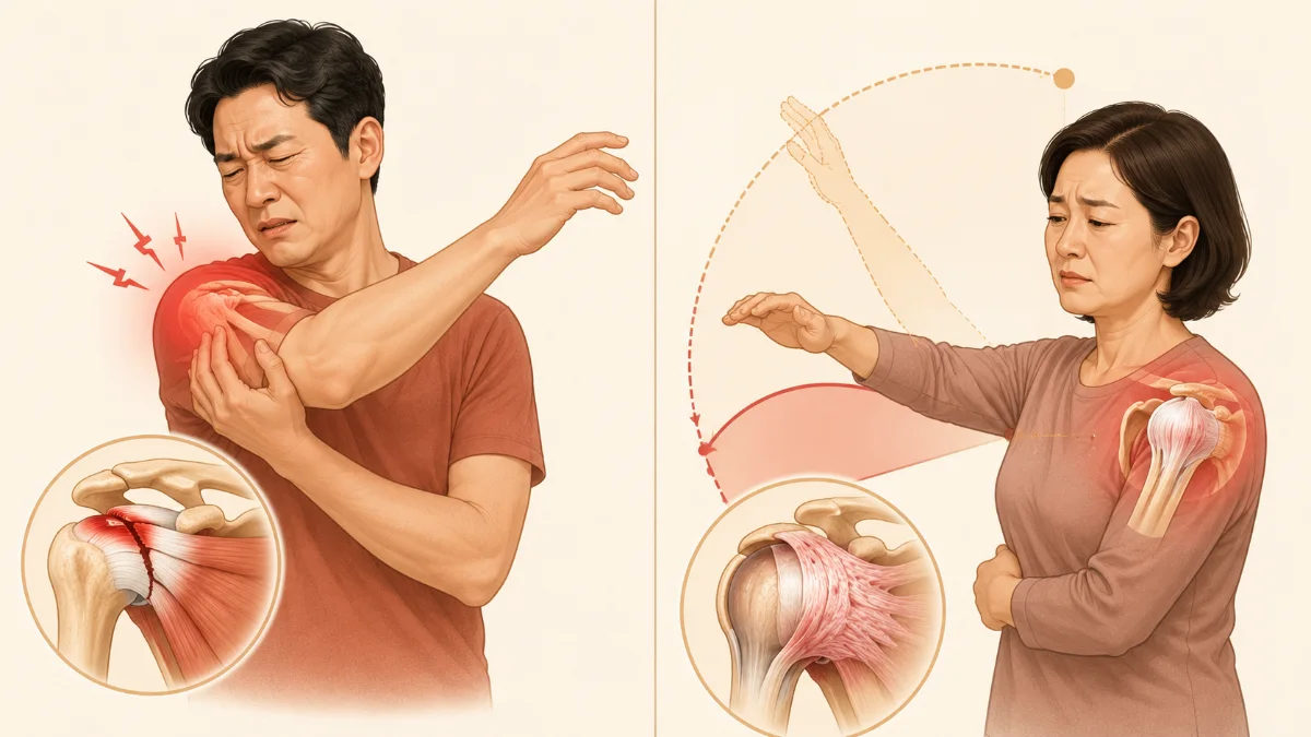어깨 통증 — 오십견인지 회전근개 문제인지 구별법