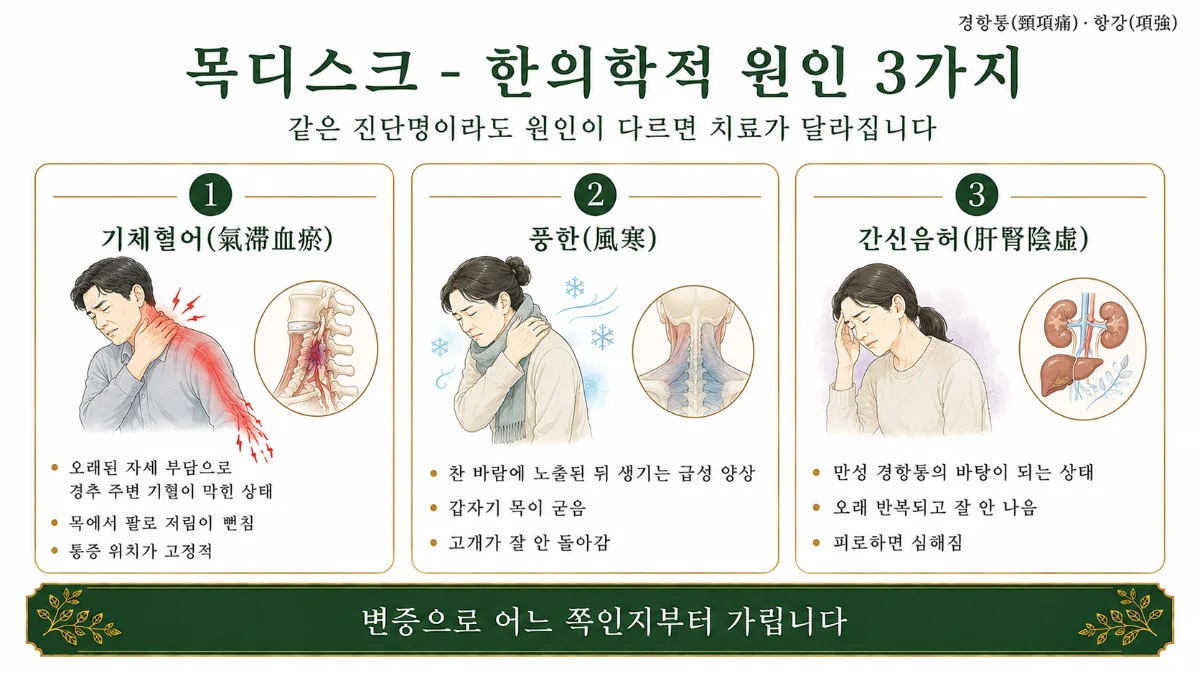 인천송도 더율한의원 목디스크 한의학적 원인 인포그래픽