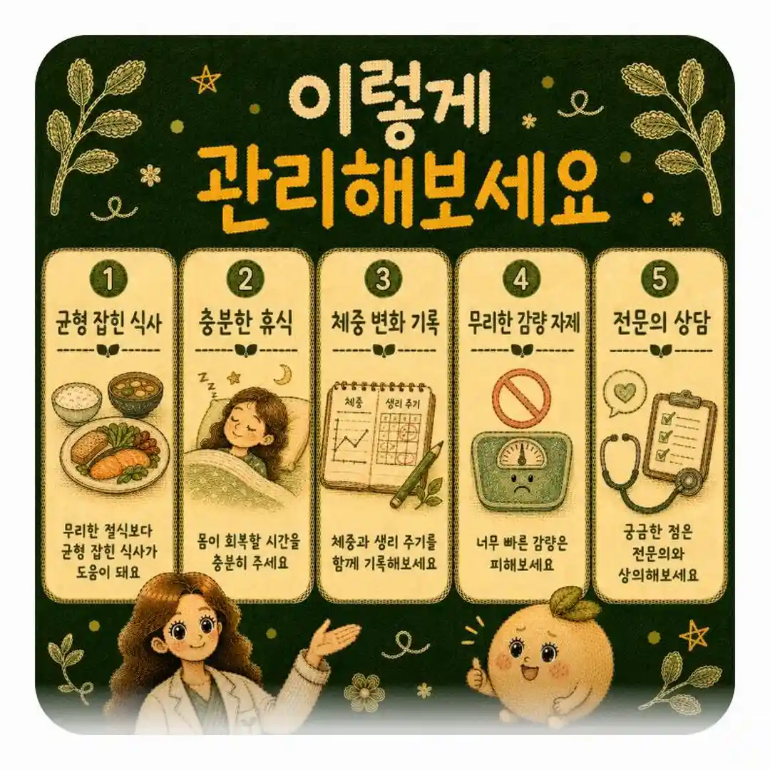 생리 주기와 체중 변화 상담 - 인천 송도 더율한의원