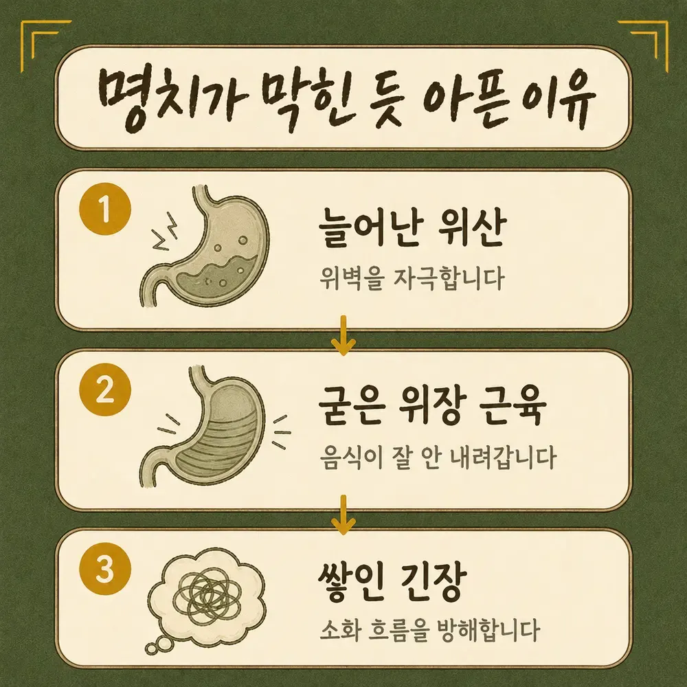 명치 통증 한방치료 - 인천 송도 더율한의원