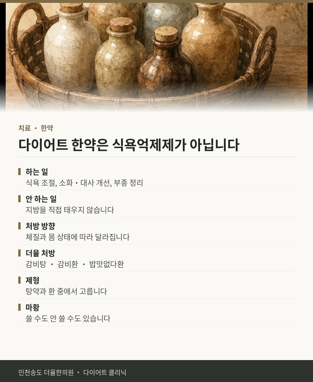 다이어트 한약은 식욕억제제가 아닙니다 핵심 정리