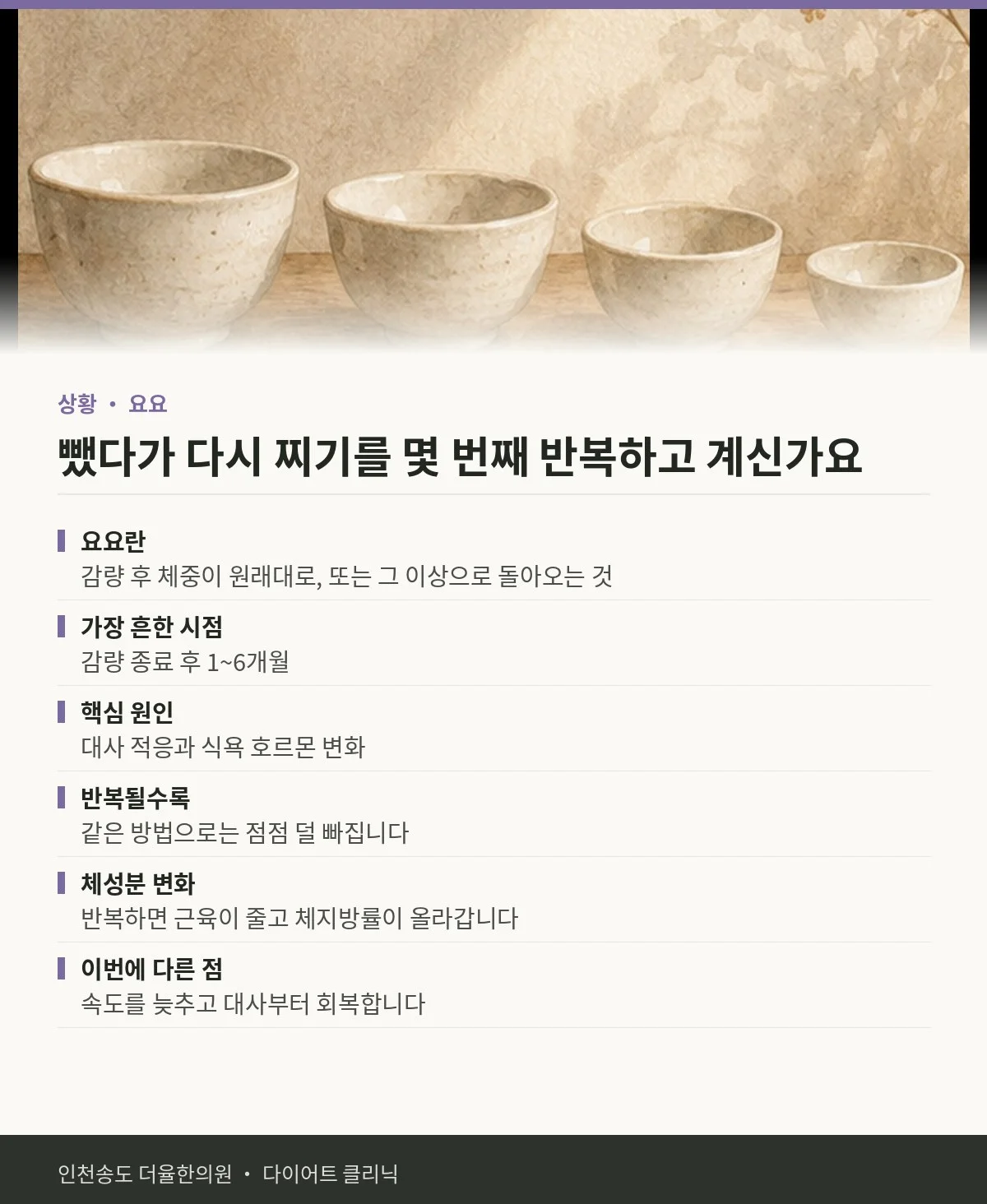 뺐다가 다시 찌기를 몇 번째 반복하고 계신가요 핵심 정리