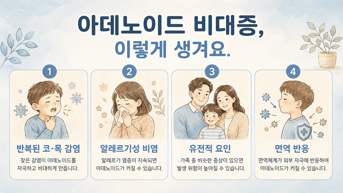 아데노이드 비대의 영향 — 코 뒤 폐쇄와 구강호흡