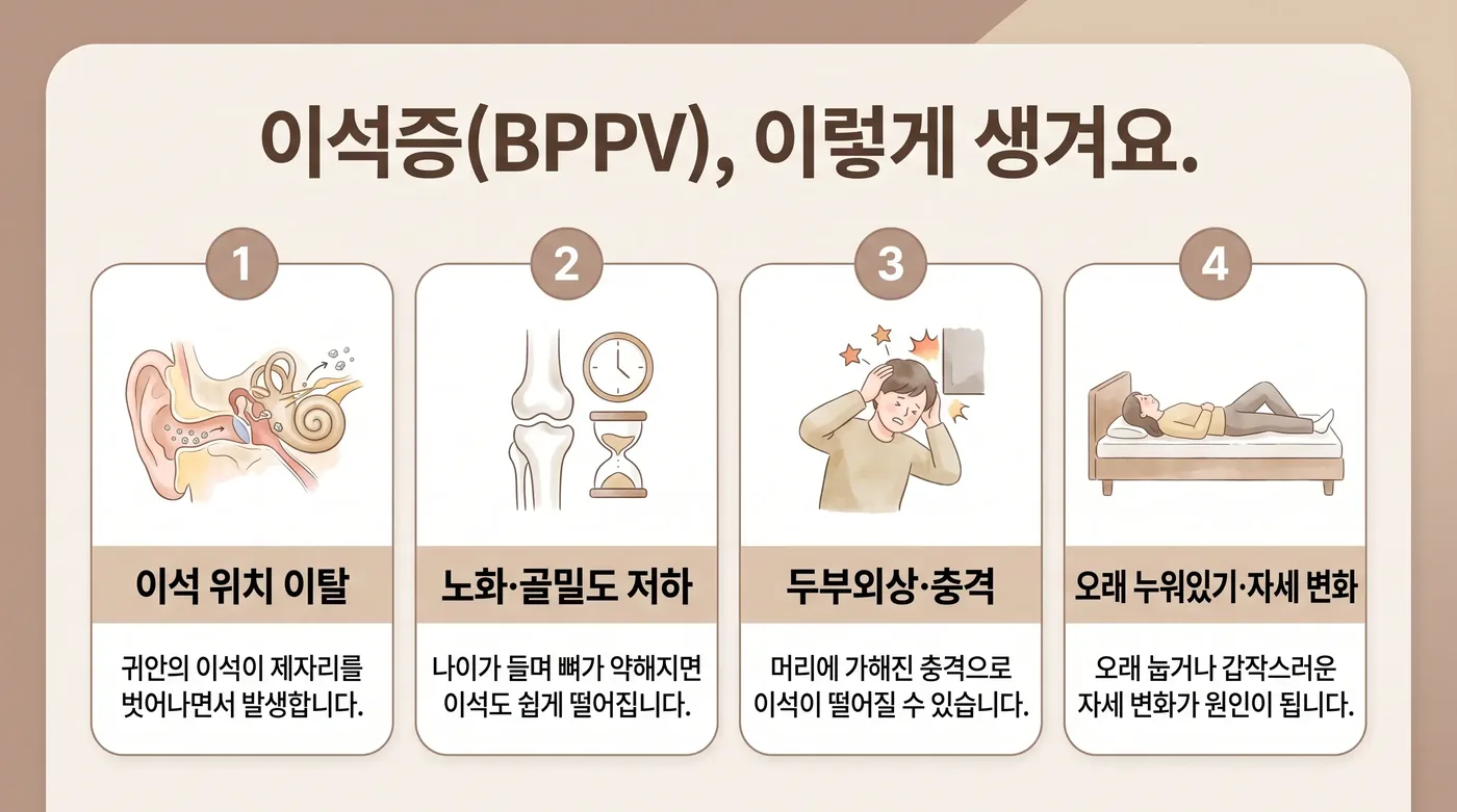 이석증이 생기는 원리 — 반고리관으로 흘러든 이석