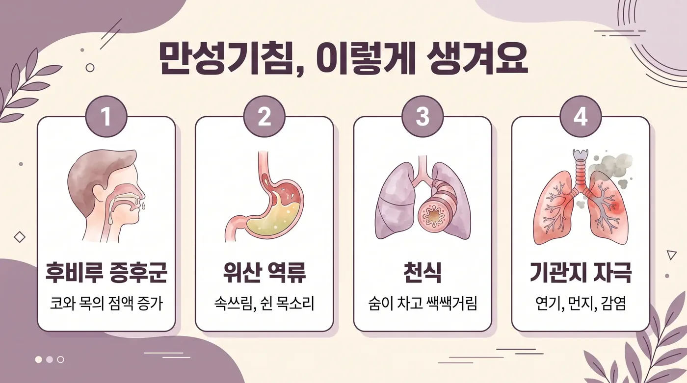 만성 기침의 세 갈래 원인 — 후비루·역류·기도 과민