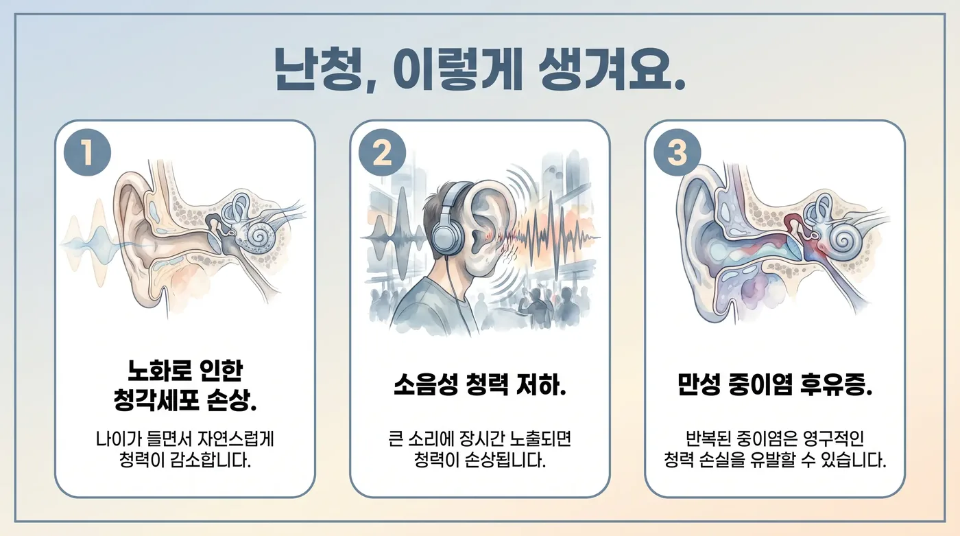 청력 저하의 두 갈래 — 전도성과 감각신경성