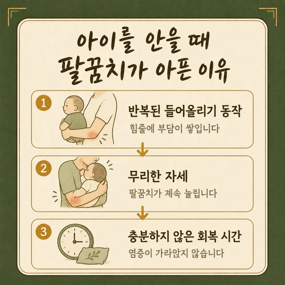 육아 팔꿈치 통증 한방치료 - 인천 송도 더율한의원