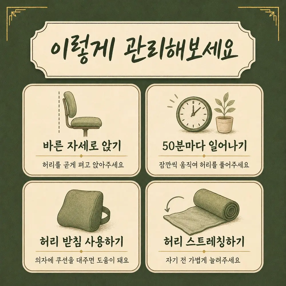 앉아서 하는 허리 관리법 한방치료 - 인천 송도 더율한의원