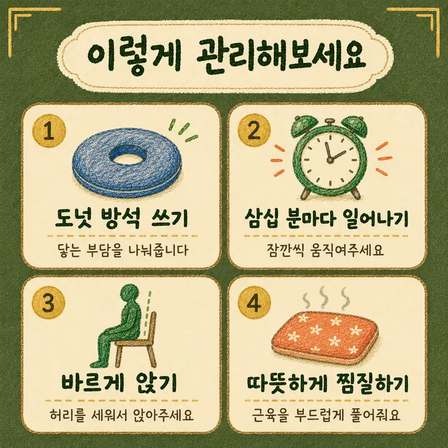 꼬리뼈 통증 관리법 한방치료 - 인천 송도 더율한의원