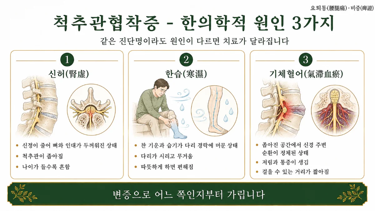 인천송도 더율한의원 척추관협착증 한의학적 원인 인포그래픽