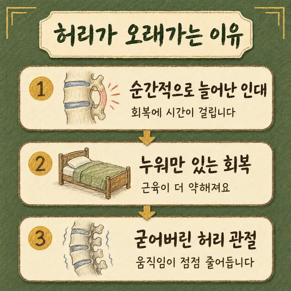 인천송도 더율한의원 교통사고 허리 통증 - 늘어난 인대 누워만 있는 회복 굳어버린 허리 관절