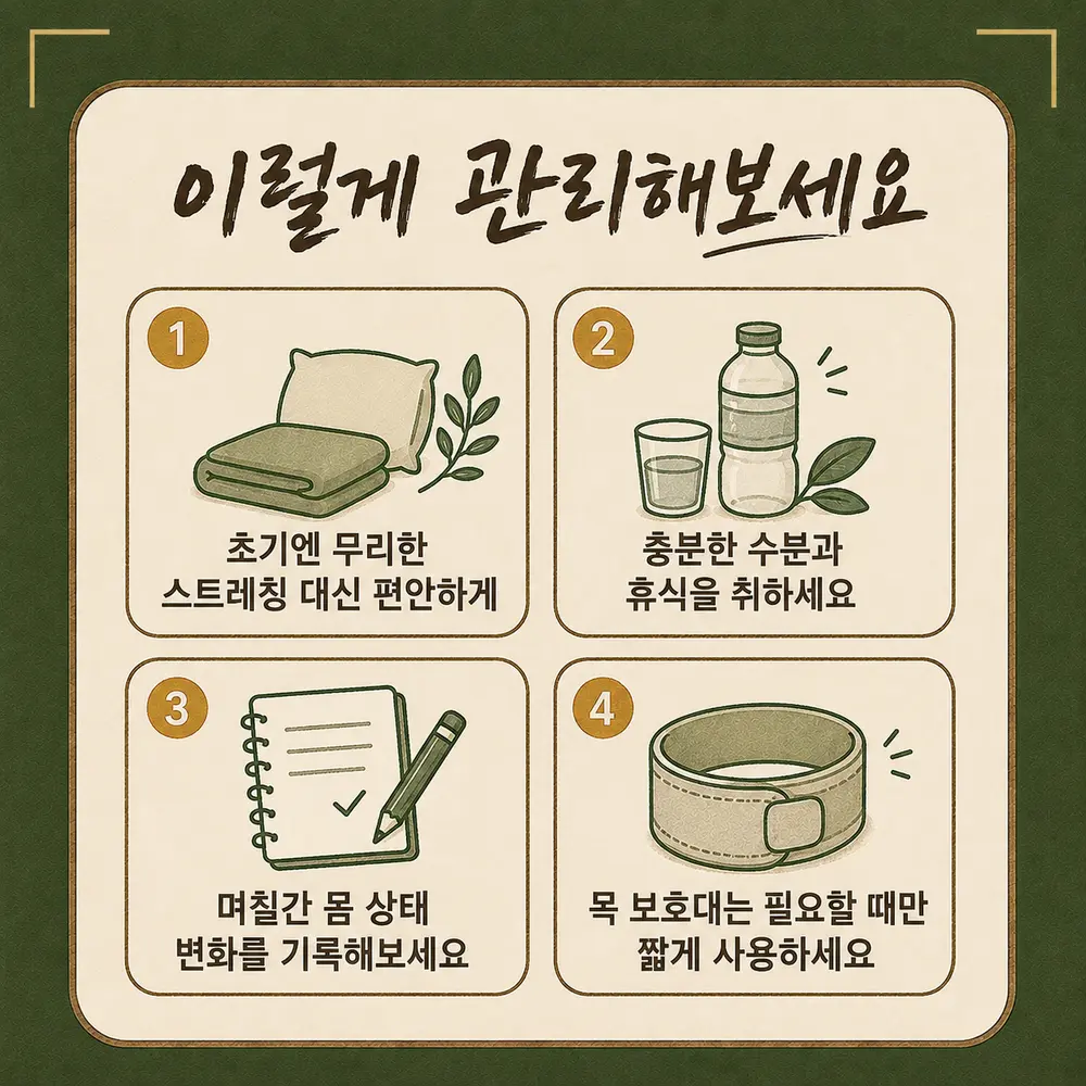 인천송도 더율한의원 교통사고 초기 관리 - 휴식 수분 기록 보호대