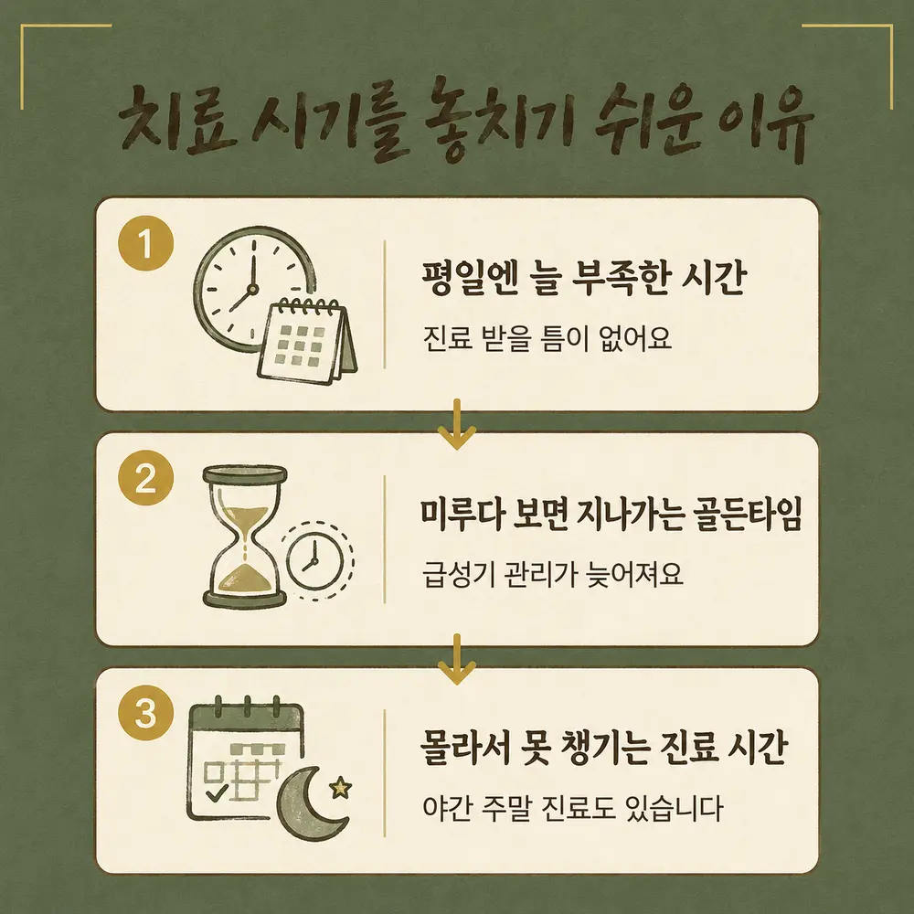 인천송도 더율한의원 직장인 교통사고 치료 - 평일에 부족한 시간 지나가는 골든타임 몰라서 못 챙기는 진료 시간