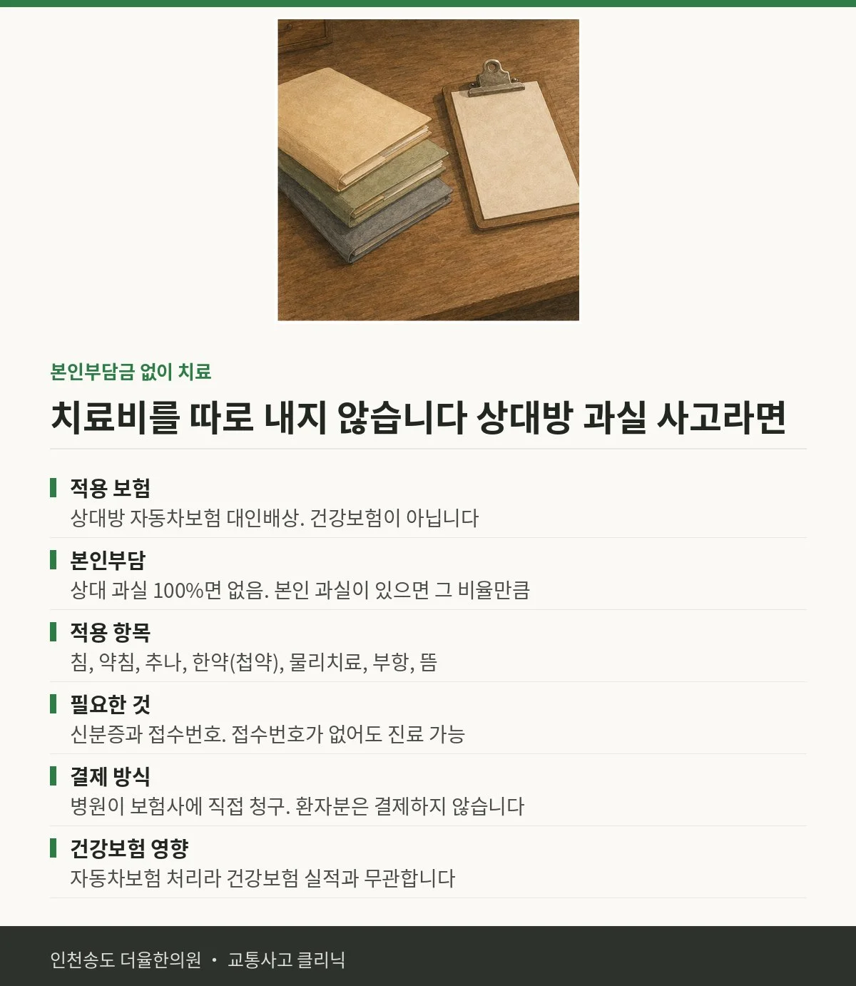 본인부담금 없이 치료 | 교통사고 후 교통사고 한방치료 비용이 궁금하시 — 송도 더율한의원 핵심 정리
