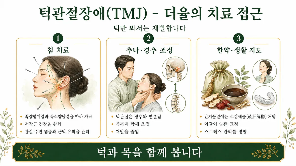 인천송도 더율한의원 턱관절장애 치료 방법 인포그래픽