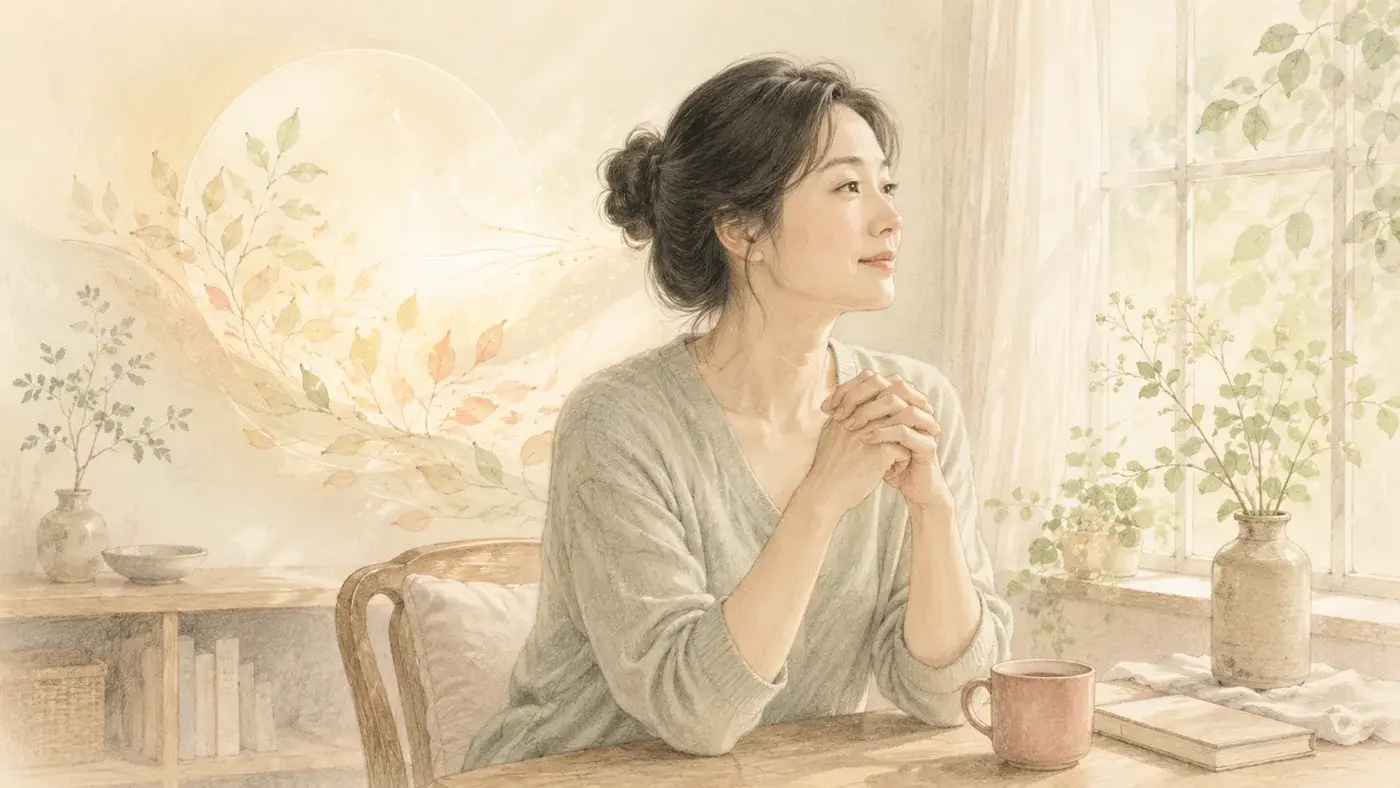 인천 송도 더율한의원 조기폐경 한방 관리 — 진단 이후의 긴 관리를 함께하는 일러스트