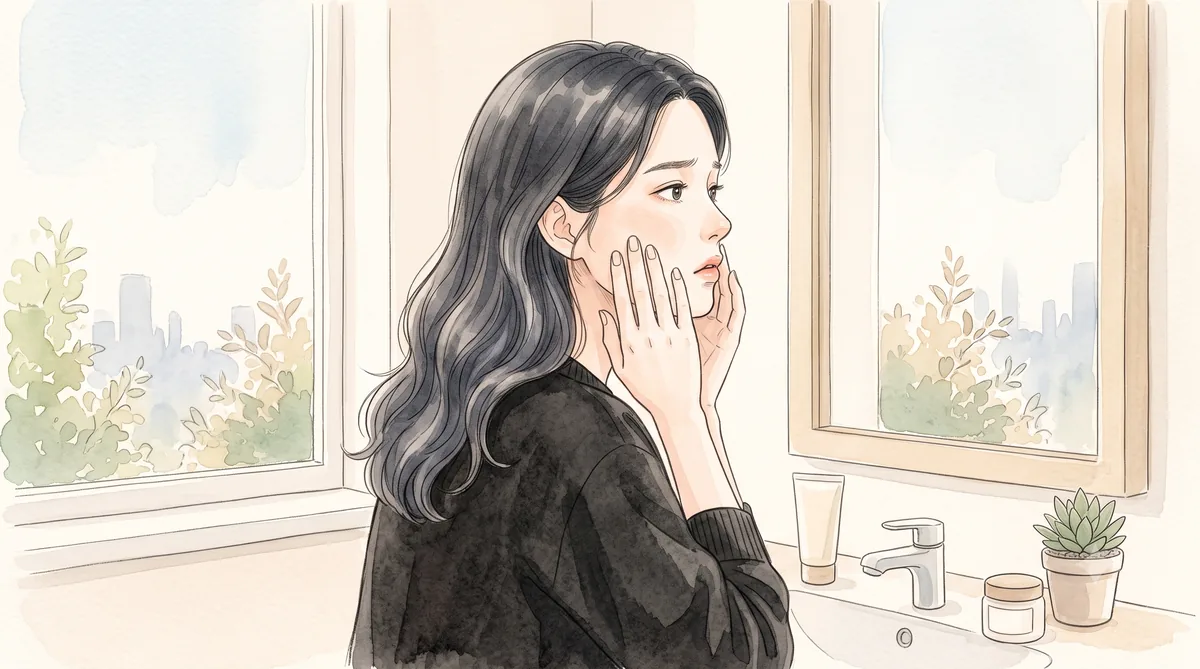 이마를 조심스럽게 만지는 편평사마귀 — 인천 송도 더율한의원