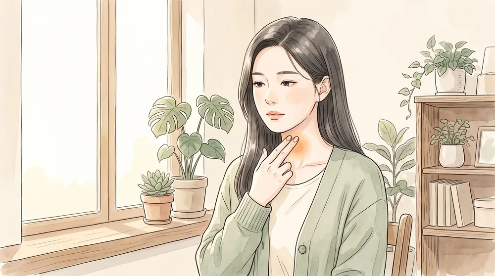 인천 송도 더율한의원 인후두 이물감 매핵기 한방 치료 — 목에 걸린 느낌