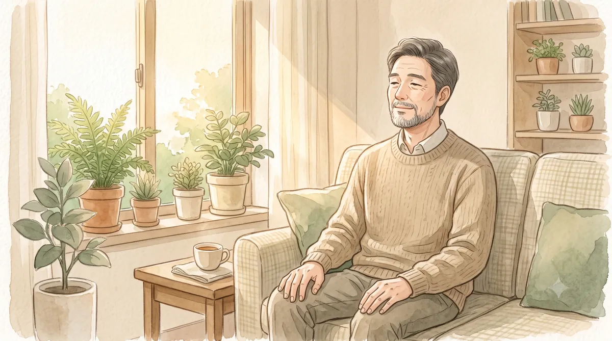 인천 송도 남성 활력 클리닉 — 창가에서 잠시 쉬는 중년 남성
