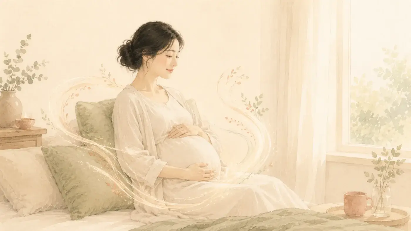 인천 송도 더율한의원 임신 중 관리 한방 진료 — 안전한 범위에서 돕는 일러스트