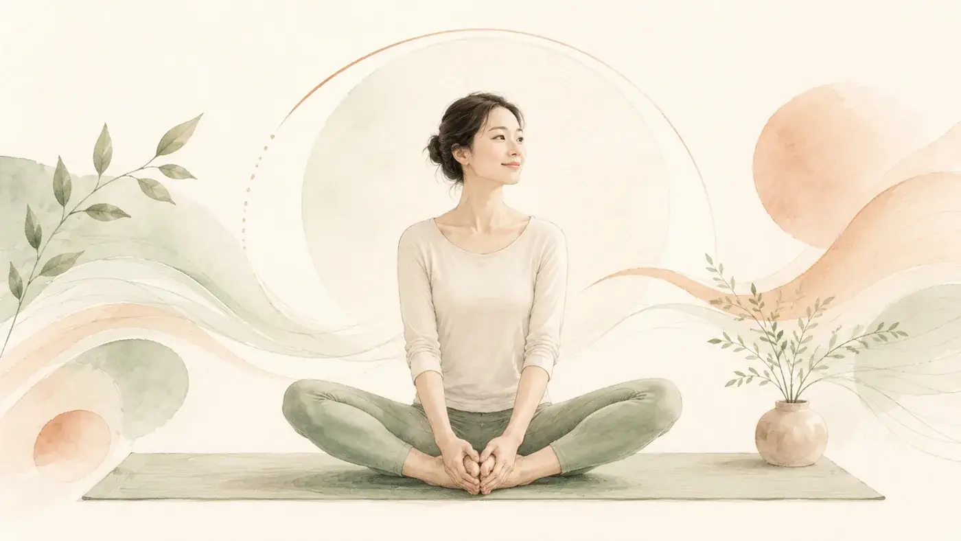 인천 송도 더율한의원 요실금 한방 관리 — 골반저와 기력을 함께 회복하는 일러스트