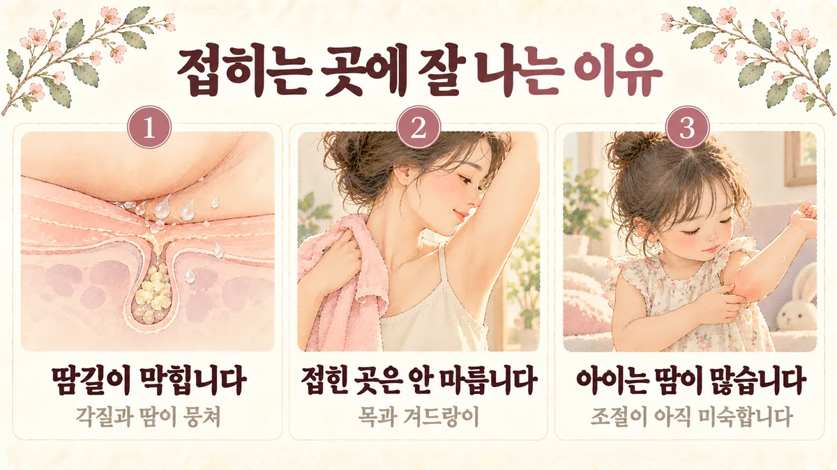 배곧한의원 땀띠 원인 - 땀길이 막힙니다·접힌 곳은 안 마릅니다·아이는 땀이 많습니다