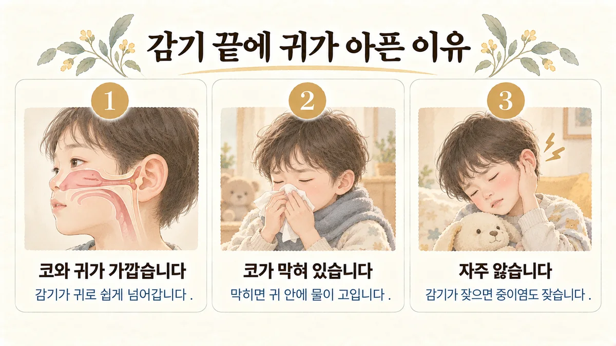 배곧한의원 아이 중이염 원인 - 코와 귀가 가깝습니다·코가 막혀 있습니다·자주 앓습니다