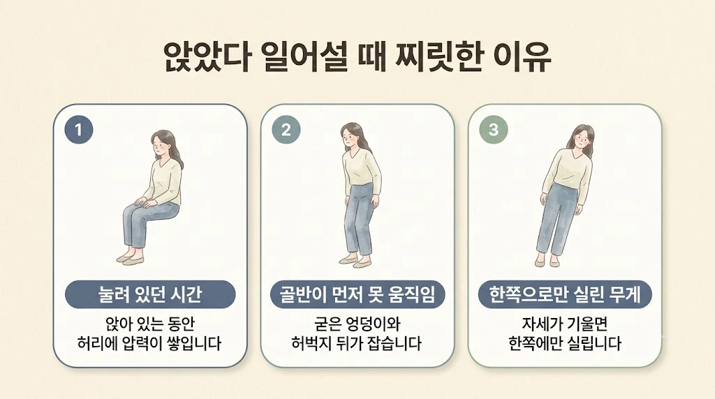 부천한의원 허리디스크 원인 - 앉아 있던 시간·굳은 근육·한쪽으로 실린 무게