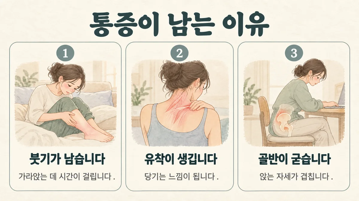 부천한의원 골반염 원인 - 붓기가 남습니다·유착이 생깁니다·골반이 굳습니다