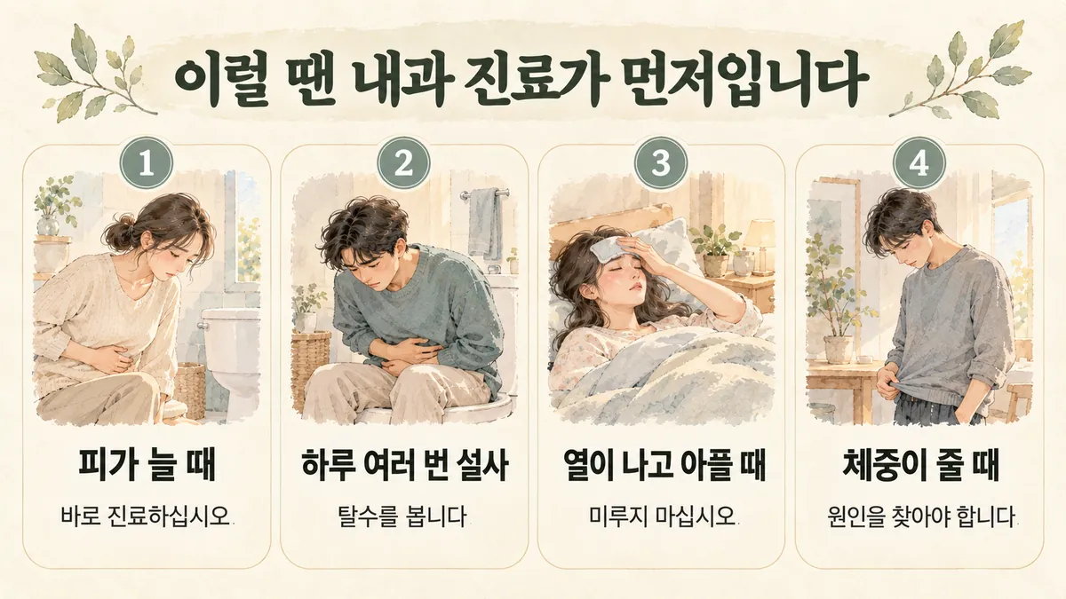 부천한의원 궤양성 대장염 자가진단 - 피가 늘 때·하루 여러 번 설사·열이 나고 아플 때·체중이 줄 때