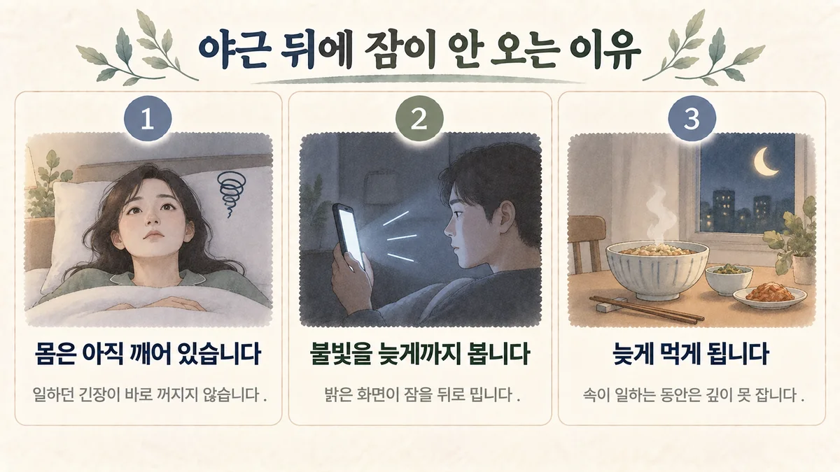 부평한의원 불면 원인 - 몸이 아직 깨어 있음·늦게까지 본 불빛·늦은 식사