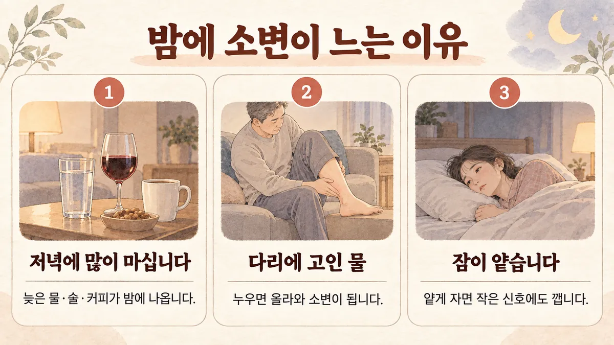 부평한의원 야간뇨 원인 - 저녁에 많이 마십니다·다리에 고인 물·잠이 얕습니다