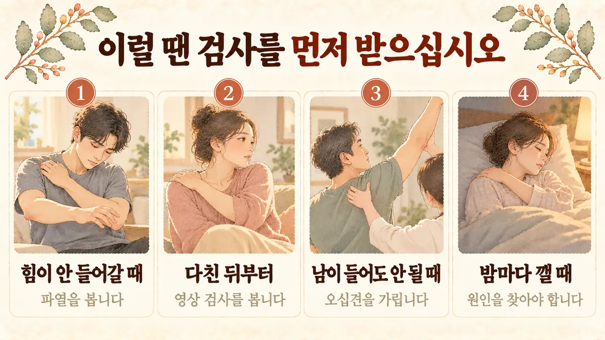 부평한의원 어깨 충돌증후군 자가진단 - 힘이 안 들어갈 때·다친 뒤부터·남이 들어도 안 될 때·밤마다 깰 때