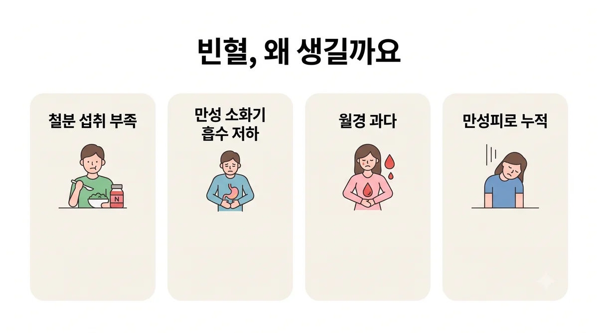 청라한의원 빈혈 원인 - 피가 새어 나갑니다·재료가 모자랍니다·흡수가 안 됩니다