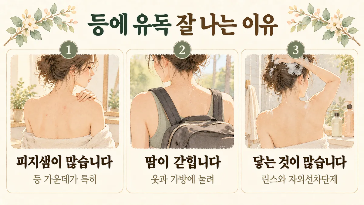 청라한의원 등 여드름 원인 - 피지샘이 많습니다·땀이 갇힙니다·닿는 것이 많습니다