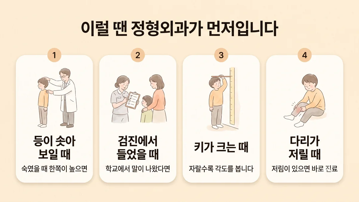청라한의원 척추측만증 자가진단 - 등이 솟아 보일 때·검진에서 들었을 때·키가 크는 때·다리가 저릴 때