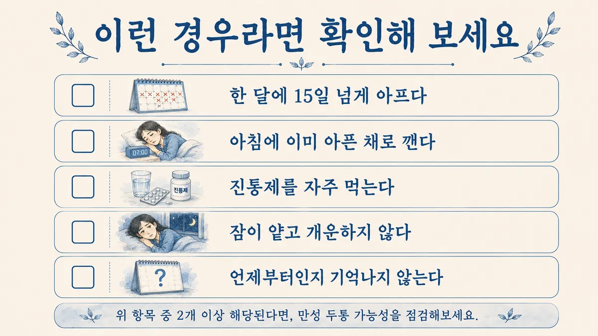 인천 송도 더율한의원 - 만성 매일 두통 자가진단