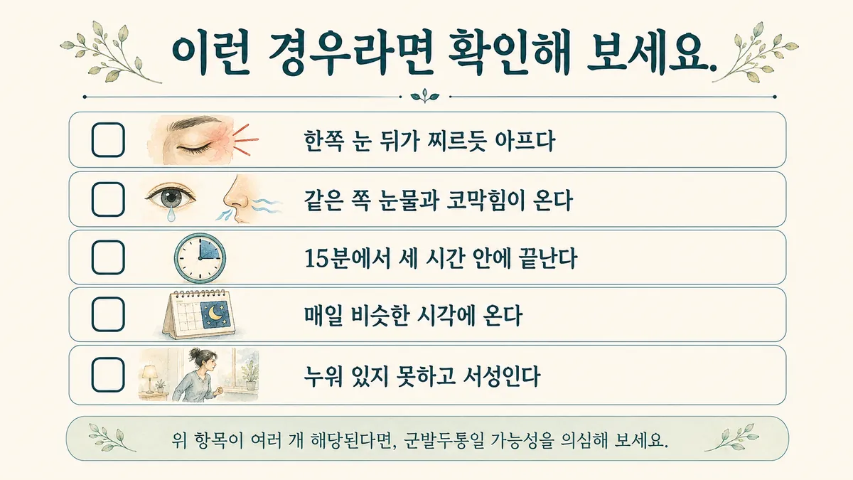 인천 송도 더율한의원 - 군발두통 자가진단